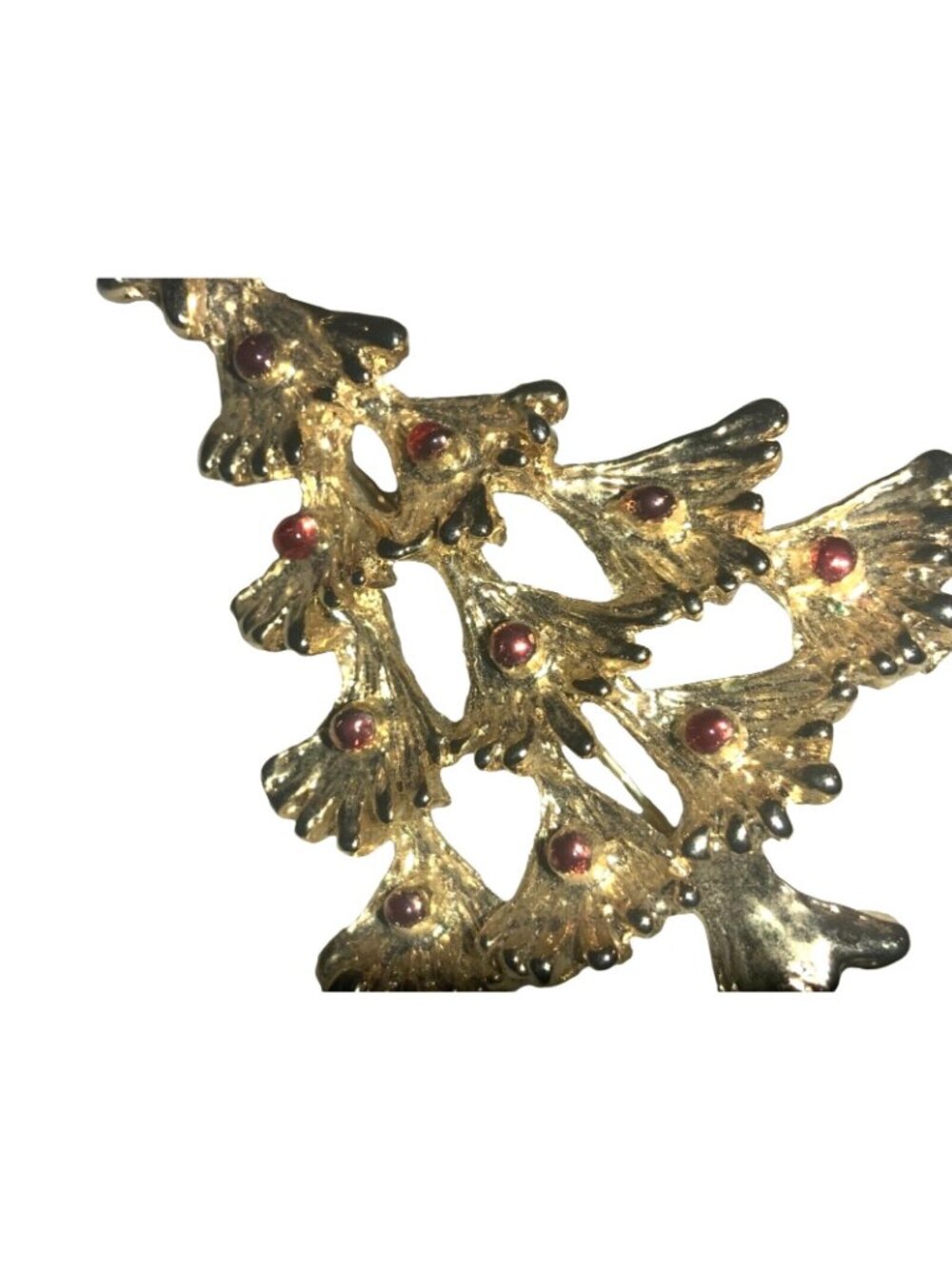 Gold Tone Christmas Tree with Red Decorations Pin Brooch Christmas Jewelry - Picture 9 of 12